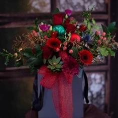 Festive red hatbox