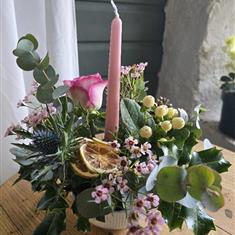 Pink candle arrangement
